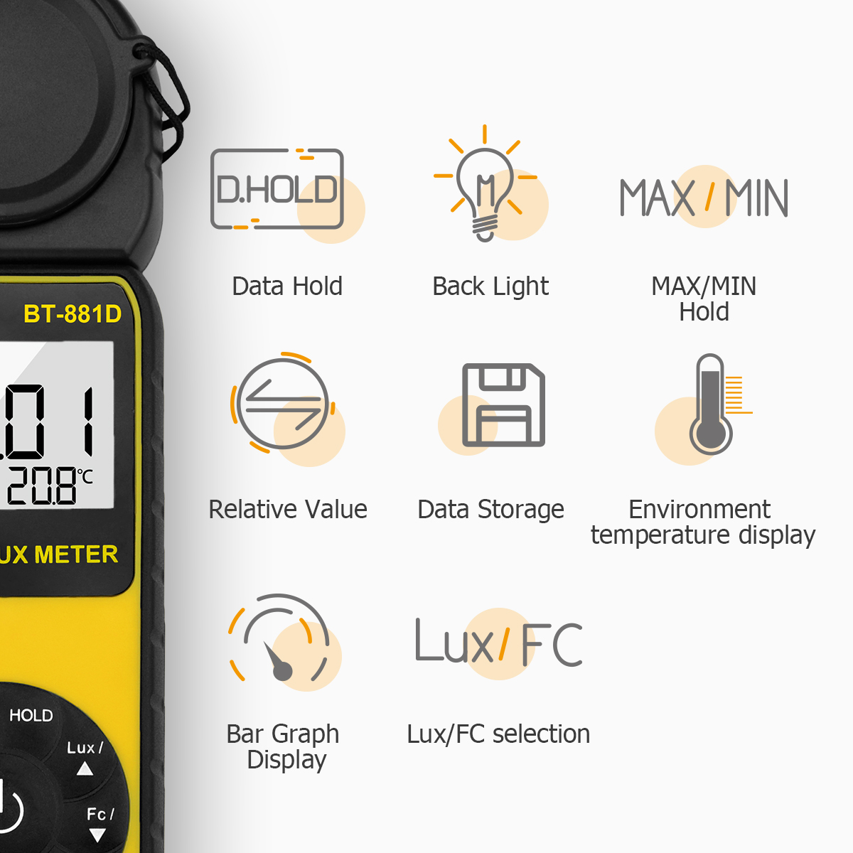 Photography Lighting Handheld - Medidor de lux digital portátil, 400.000