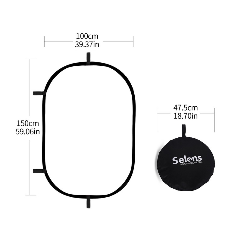 Photography Lighting Diffuser - Refletor oval dobrável 100x150cm, placa de